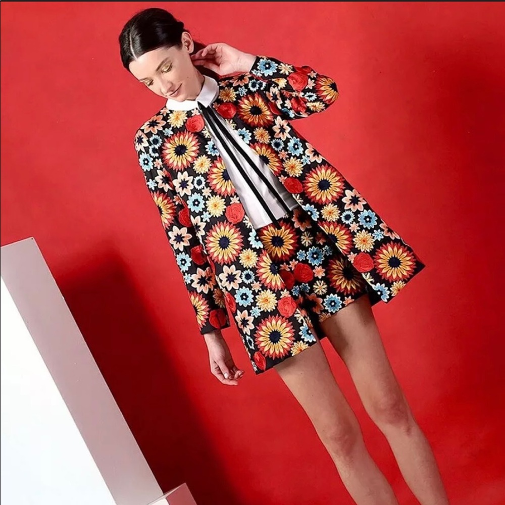 Alice and Olivia Rory Daisy Embroidered Jacket